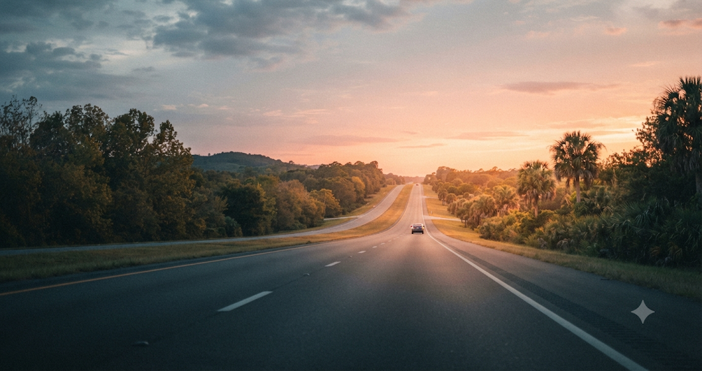 A highway stretching toward sunset, showing you never know your impact until someone comes looking for it
