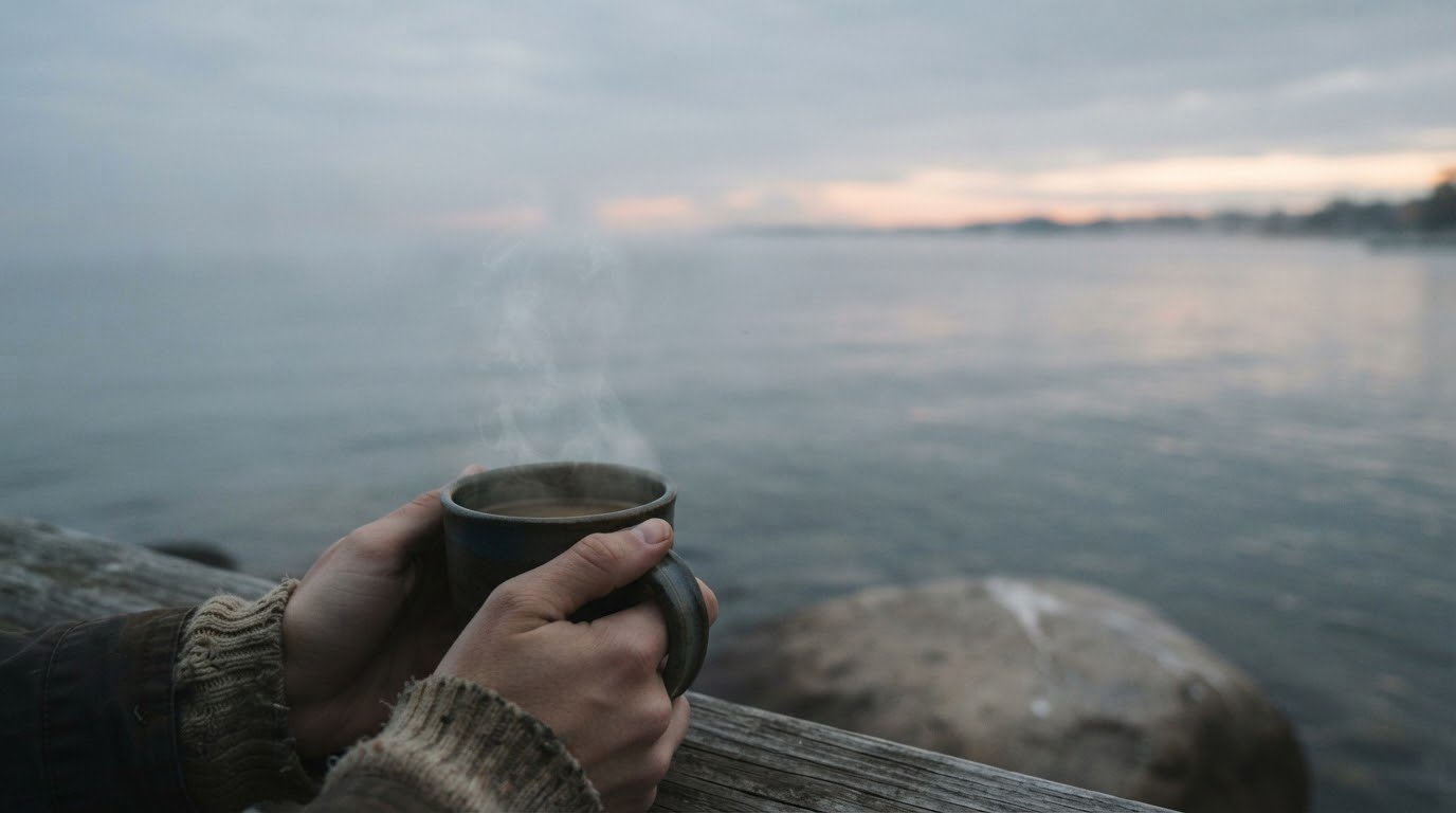 Quiet morning by the water, a moment of stillness before the day's demands begin