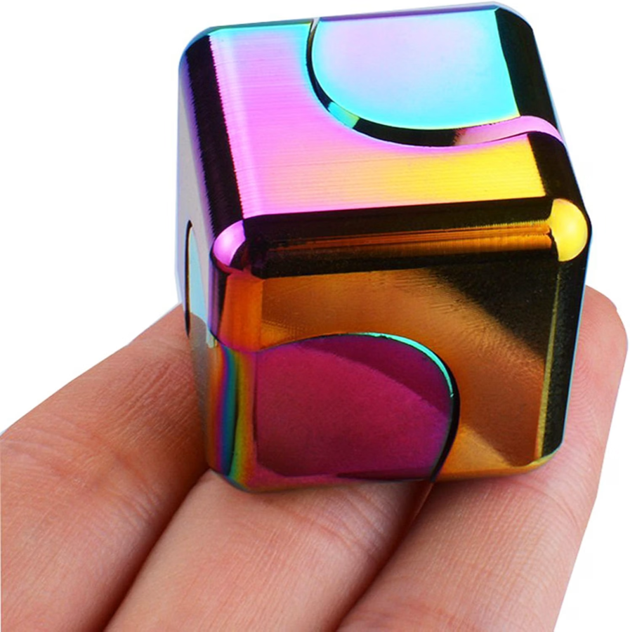 Rainbow metal fidget spinner cube
